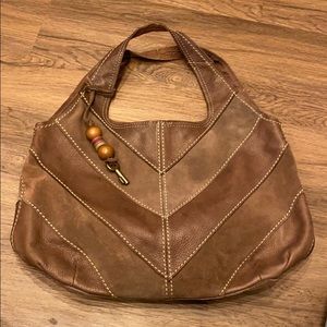 Brown Leather Fossil purse bag snap closure